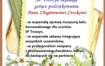 Podziękowanie dla p. Z. Ciszka