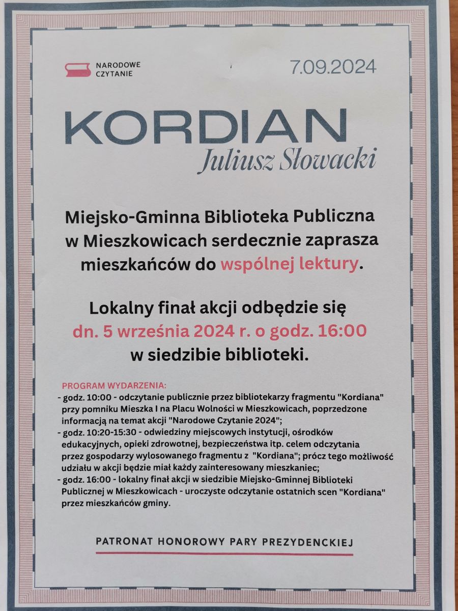 Zdjęcie: Narodowe czytanie - ,,Kordian